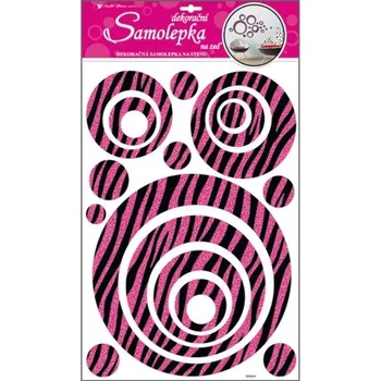 Samolepky na zeď kruhy s růžovými glitrovými pruhy 50x32cm