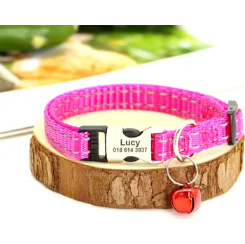 Obojek pro psa Reflexní nylonový obojek se jménem pro kočku 19 - 30cm Barva: Růžová