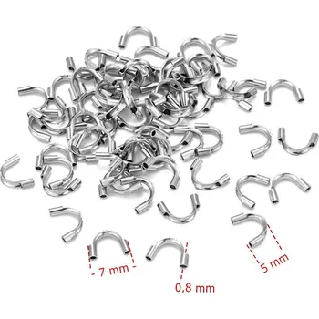 Materiál na výrobu šperku Ocelové koncovky pro lanko, drát 5mm - 1Ks+B - 0,8mm / Nerez SL / 1Ks