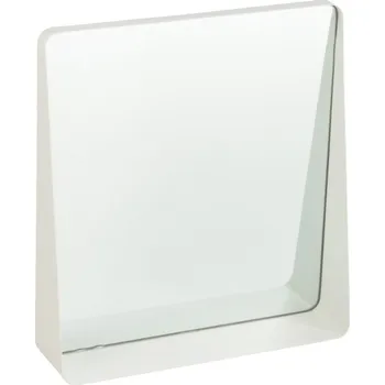 Zrcadlo Bílé kovové závěsné zrcadlo J-line Zaya 41 x 38 cm