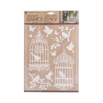 Samolepící dekorace Samolepky na zeď ptačí klece bílé 27x41 cm