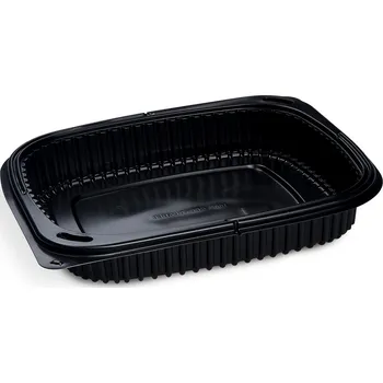 Jednorázové nádobí Menu mísa do mikrovlnky (PP) ECONOMY nedělená černá 240 x 210 mm 1200ml 100 ks