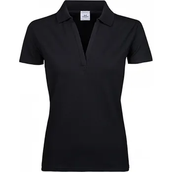 Dámské tričko Tee Jays Luxusní dámská mini piké polokošile s výstřihem do véčka Barva: Černá, Velikost: XL TJ1409