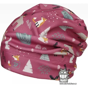 Čepice Flísová čepice Dráče - Yetti 11, růžová, lesní zvířátka Barva: Růžová, Velikost: 52-54