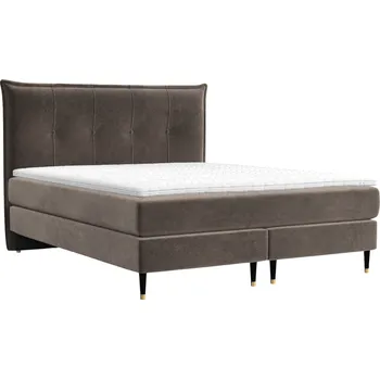 Postel Maison de Rêve Hnědá sametová postel boxspring DUNA 160 x 200 cm