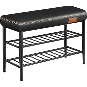 Botník Houseland Vasagle Stuart s polstrovanou lavicí, černý