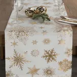 Velurový běhoun bílý, zlaté vločky, 40 x 140 cm
