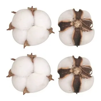 Umělé květy bavlny k dekorování s drátkem 4 cm, 4 ks v sáčku