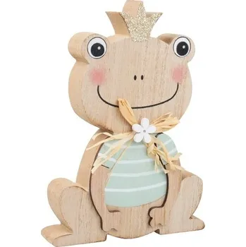 Žabka dřevěná s korunkou 10 x 14 cm na postavení