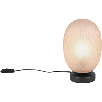 Lampička Trio Leuchten 564200113 FACETTE - Stolní lampička na noční stolek, jantarové sklo, 1 x E27, Ø 17cm (Ložnicová lampička s jantarovým skleněným stínidlem a vypínačem na kabelu)