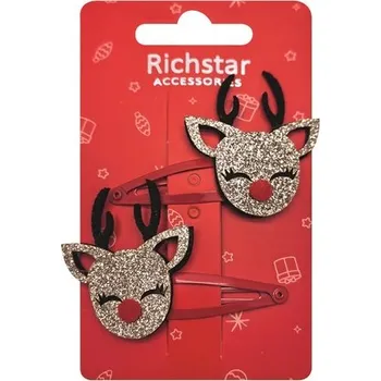 Sponky do vlasů sobíci s glitry, 2 ks