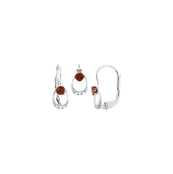 Souprava šperků Souprava bílé zlato Kapky s přírodními granáty a diamanty