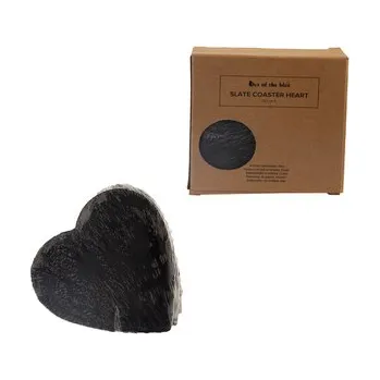 Party dekorace Tácek břidlice srdce šedý 4 ks 10 cm