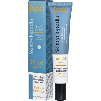 Přípravek na opalování Skincyclopedia Anti-ageing Ochranný pleťový krém SPF 50 s minerálními filtry, peptidy a kyselinou hyaluronovou 40 ml