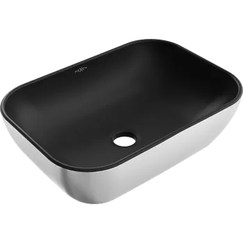 Mexen Rita umyvadlo na desku 45 x 32 cm, černá mat/stříbrná - 21084574 Koupelnové umyvadla