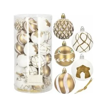 Vánoční baňky zlato-bílé mix - 6cm, sada 30ks