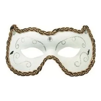 Plesová škraboška bílá s ornamenty 19cm