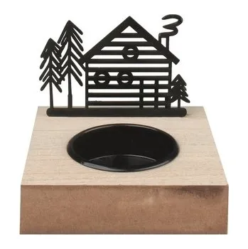 Svícen Svícen s černým kovovým domečkem na jednu svíčku 8 x 8 x 7 cm