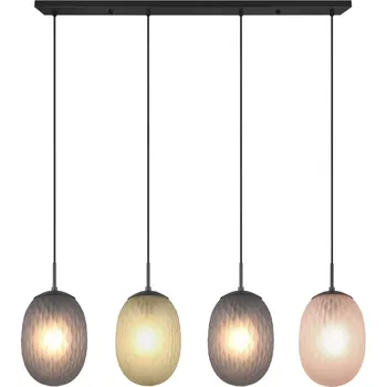 Trio Leuchten 364200417 FACETTE - Závěsný čtyřramenný lustr se skleněnými stínidly, 4 x E27, 117cm (Závěsný lustr se čtyřmi stínidly ve třech barvách)