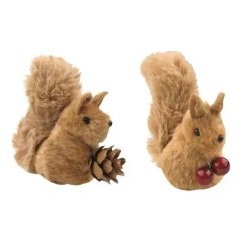 Vánoční dekorace Veverka plyšová hnědá 7 cm na klipu