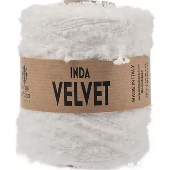 Příze Borgo de Pazzi Inda Velvet 4 Bílá (Špagátová žinylková příze Inda Velvet Bianco)