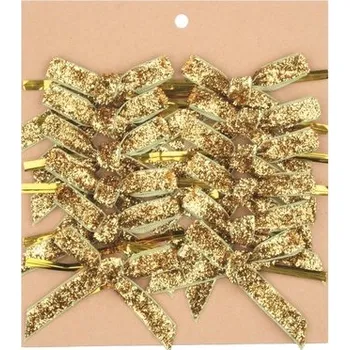 Mašle úzká zlatá třpytivá 8 cm, 12 ks