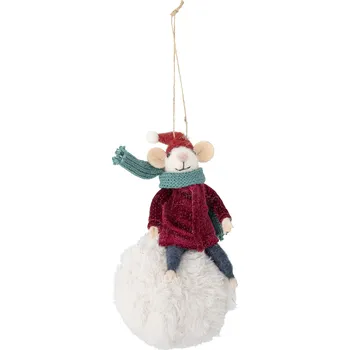 Vánoční dekorace Bloomingville Plstěná ozdoba myška Bloomingville Peo Ornament, Red, Wool