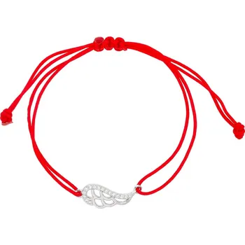 Náramek Bealio BEALIO Stříbrný náramek ANDĚLSKÉ KŘÍDLO shamballa provázek Délka náramku: 17+3 cm 03-13269-2911