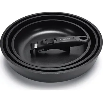 Gerlach Sada pánví 4 ks 20/24/28 cm ILAG XERA DUR 2 + Odním.rukojeť 1 ks, černá