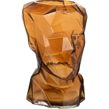Váza Hnědá skleněná váza J-line Cubist 30 cm