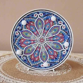 Diamantové malování Diamantové malování LED lampička mandala - modro fialová