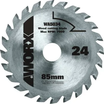 Pilový kotouč WORX WA5034 - Pilový kotouč na dřevo TCT, průměr 85mm, 24 zubů