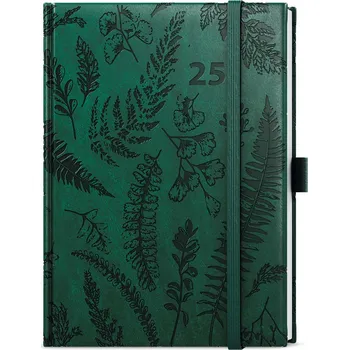 Baloušek Tisk Adam Vivella Extra B6 denní 2025, tmavě zelený/kapradí