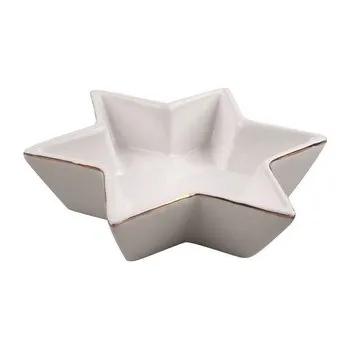 Vánoční dekorace Dekorace hvězda z porcelánu se zlatým okrajem 14 x 16 x 4 cm