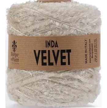 Příze Borgo de Pazzi Inda Velvet 2 Smetanová (Špagátová žinylková příze Inda Velvet Panna)