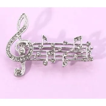 Brož - notová osnova ve stříbrné barvě