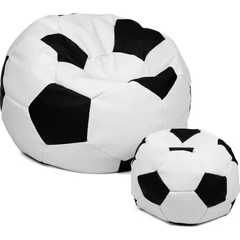 Sedací pytel Sedací vak míč XXXL 100 cm + podnožník XL 35 cm bílo/černý