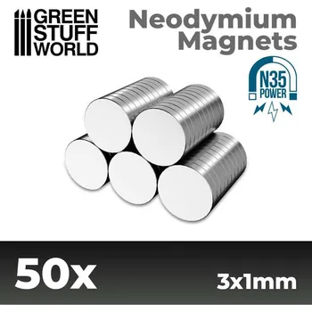 Příslušenství k deskovým hrám Green Stuff World Neodymium Magnets 3x1mm - 50ks (N35) (Green Stuff World)
