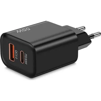 55W USB-A USB-C napájecí adaptér Barva: Černá