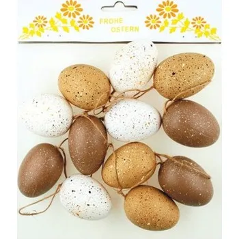 Velikonoční dekorace Vajíčka plastová na zavěšení 6 cm, 12 ks v balení
