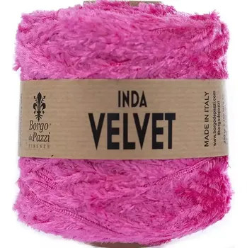 Příze Borgo de Pazzi Inda Velvet 19 Fuchsiová (Špagátová žinylková příze Inda Velvet Fuxia)