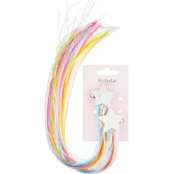 Ozdoba do vlasů Barevné pramínky do vlasů na klipu s hvězdou, 2 ks