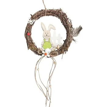 Věnec Anděl Věnec proutěný se zajícem 18 cm