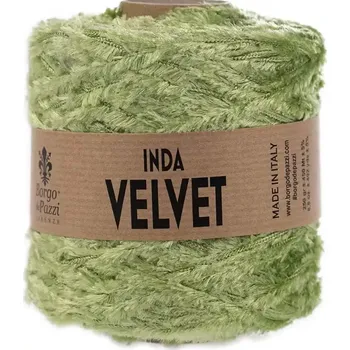 Příze Borgo de Pazzi Inda Velvet 21 Světle zelená (Špagátová žinylková příze Inda Velvet Verde pistacchio)