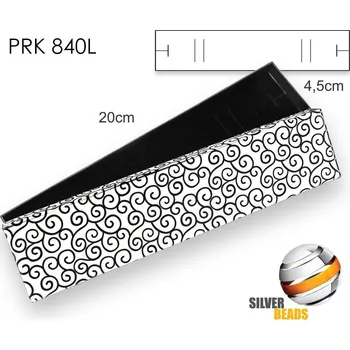 Dárková krabička Krabička na šperky. Materiál papír . Ozn. PRK 840L. Velikost 20x4,5cm. Barva Bílo/Černá s ornamenty.