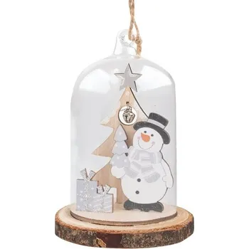 Vánoce Dekorace se sněhulákem ve skle 10 cm