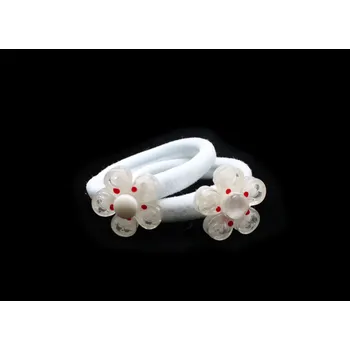 Dětské gumičky s kytičkou, 2 ks Barva: bílá