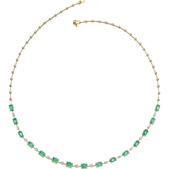 Náhrdelník Zlatý náhrdelník s brilianty a smaragdy - ryzost 750 - 103.849