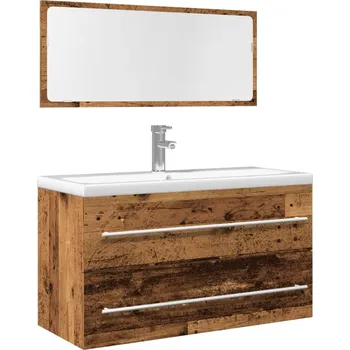 Koupelnový nábytek 2dílná koupelnová sestava old wood kompozitní dřevo Hnědá 856388
