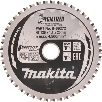 Pilový kotouč MAKITA B-69319 TCT pilový kotouč Efficut, kov 136x20mm 45T free_store_pickup